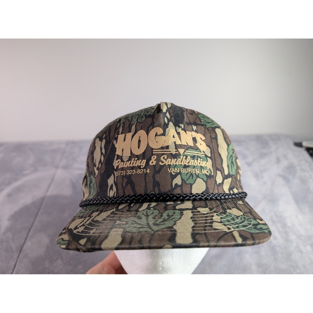 Cobra Caps Hogan's Painting & Sandblasting Camo Snapback Hat Rope Trucker Hat